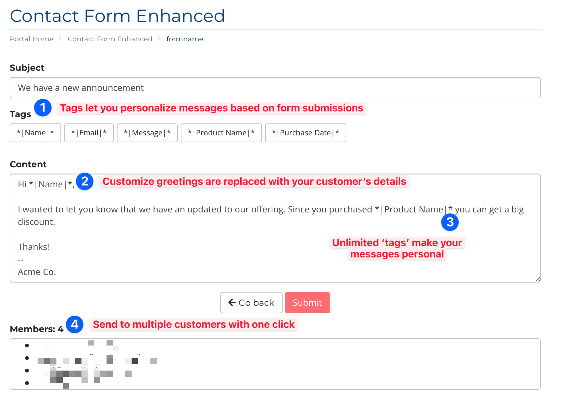 Mass Emails with Contact Forms Enhanced
